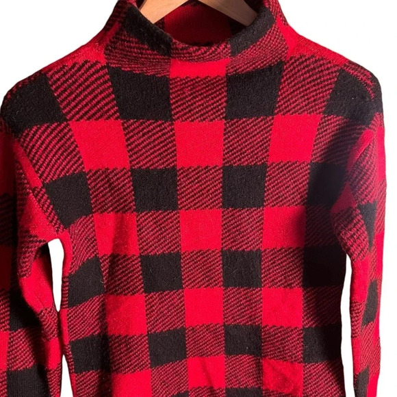 LOFT Womens Red & Black Buffalo Plaid Mock Neck Sweater Size XXSP holidays - Picture 5 of 10